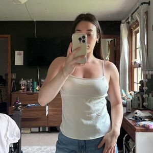 Women's White Spaghetti Strap Top